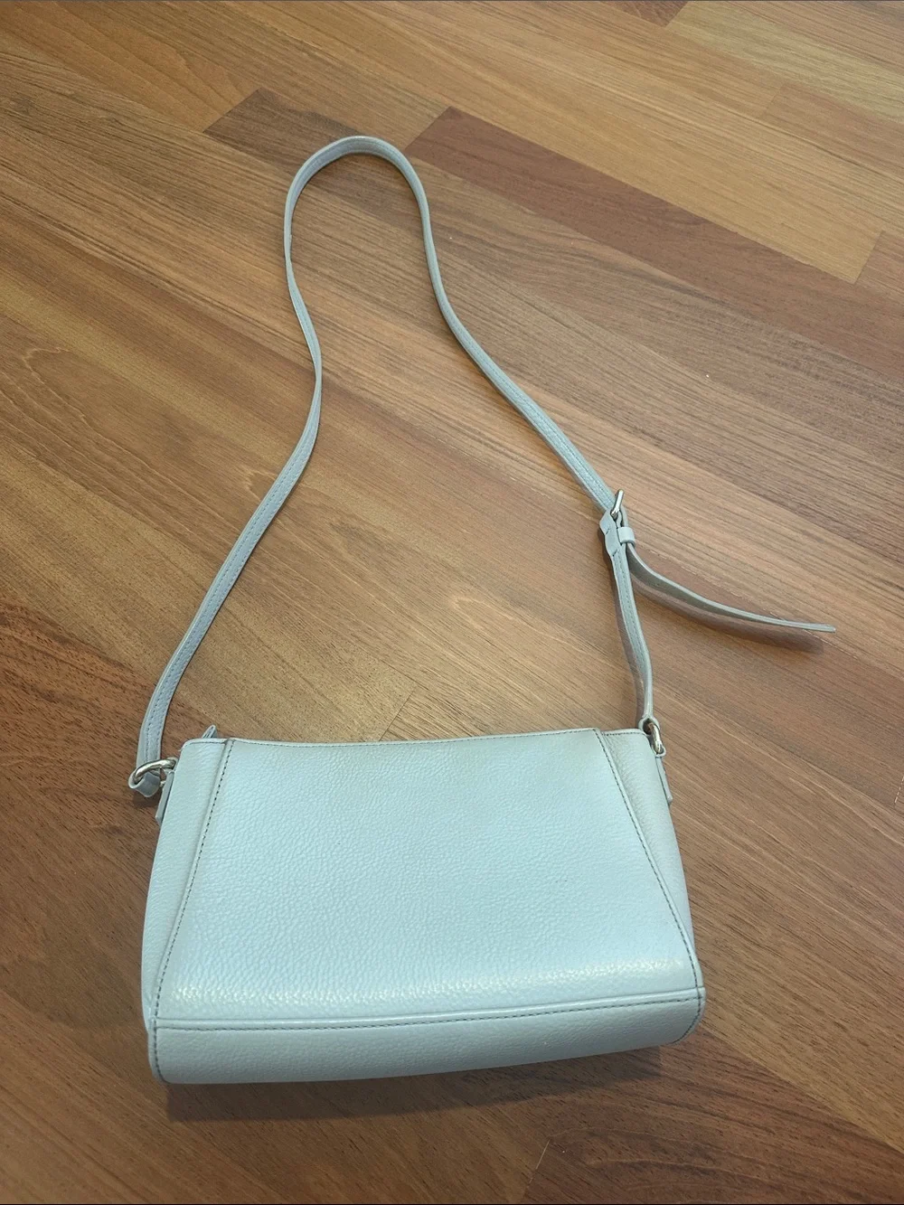 kate spade Pebble Leather Crossbody in Light Gray with Bow Accent